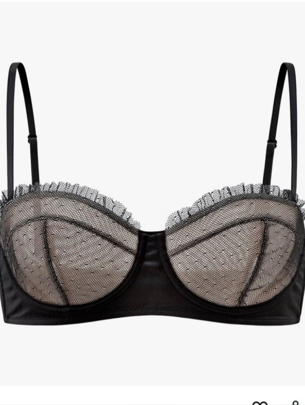 FREELASS Black Underwire Lace Bra Ruffled Trim